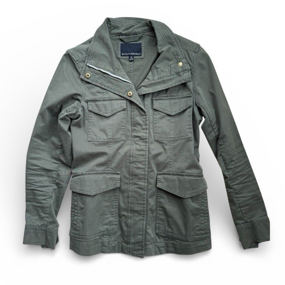 Banana Republic Womens XS Olive Green Utility Jacket Cinched Waist Full Zip